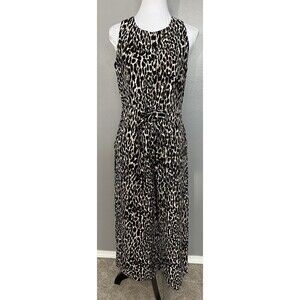 Banana Republic Womens 4 Animal Print Cropped Jumpsuit Sleeveless Tie Belt NWT
